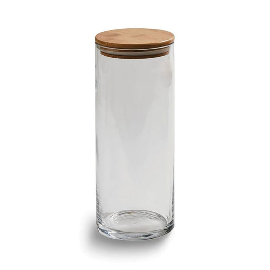 Large Round Glass Storage Container with Bamboo Lid-0