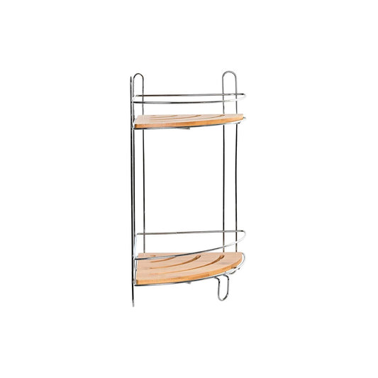 Corner Shelves DKD Home Decor Natural Bamboo Stainless chrome metal 2 Shelves 19,5 x 19,5 x 36,5 cm-0