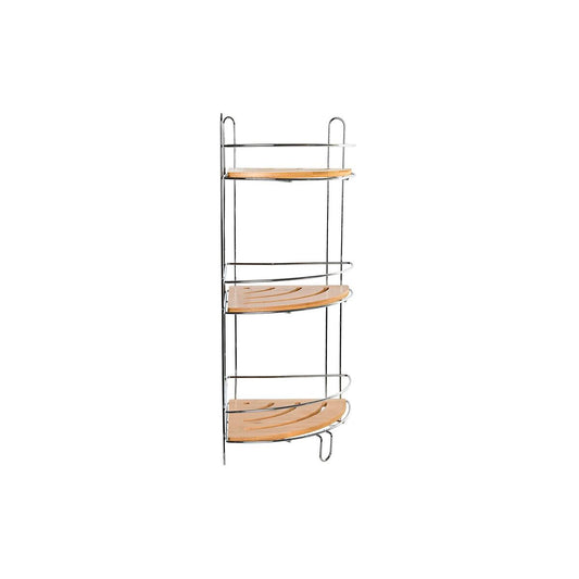 Bathroom Shelves DKD Home Decor Bamboo Aluminium Stainless chrome metal Natural 19,5 x 19,5 x 47 cm-0