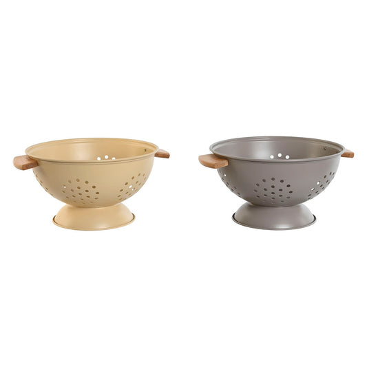 Drainer Home ESPRIT Beige Grey Bamboo Stainless steel 30 x 24,5 x 14 cm (2 Units)-0